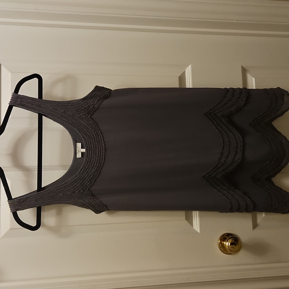 Joie Slate Grey Silk With Bead Shift/Tunic Dress.  Size Small